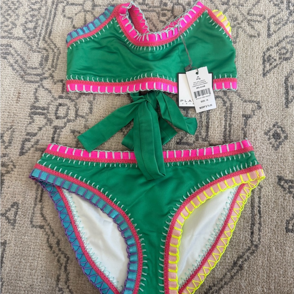 PQ Swim Green and Pink Kids Bikini